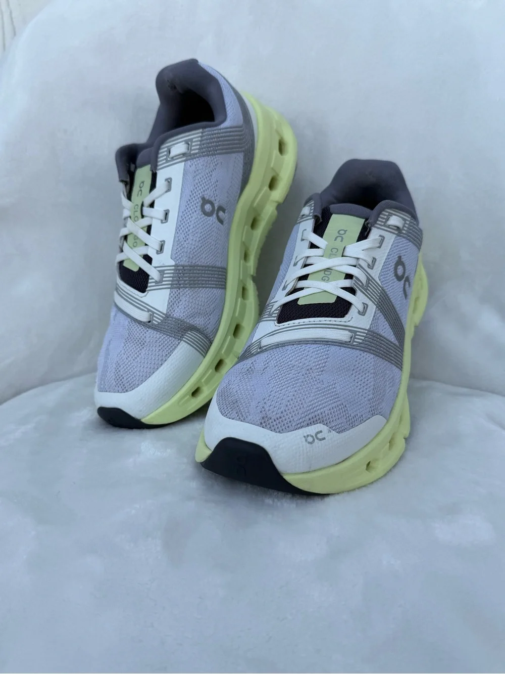 On Running Women's Athletic Shoes in Light Gray, Lime